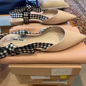 MIU MIU NUDE SLINGBACK POINTY TOE FLAT SIZE 38